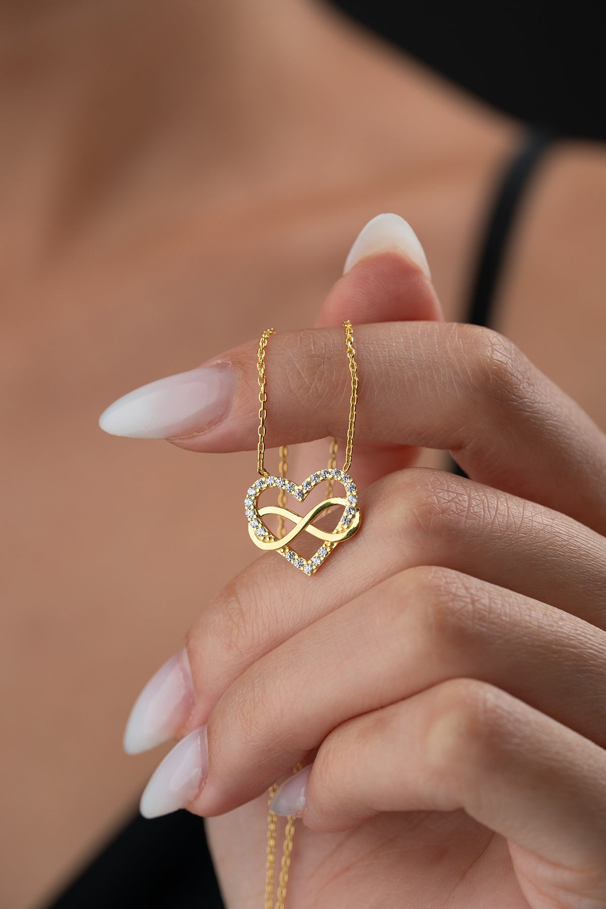 Heart & Infinity Necklace - 925 Silver Gold Plated