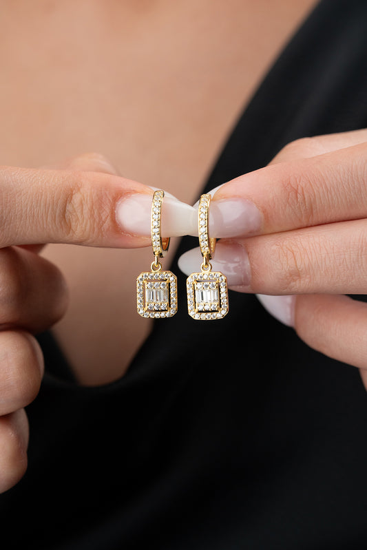 Earrings with Baget Stones