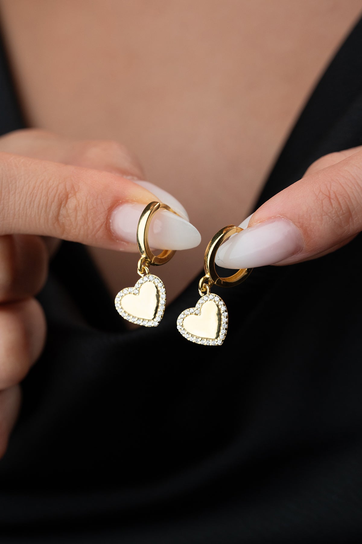 Heart-shaped Earrings with Stones