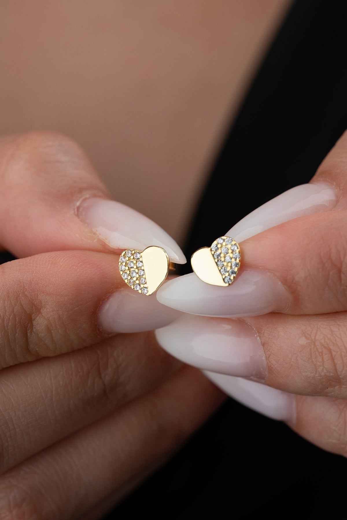 Minimalist Stud Earrings with Heart Shape