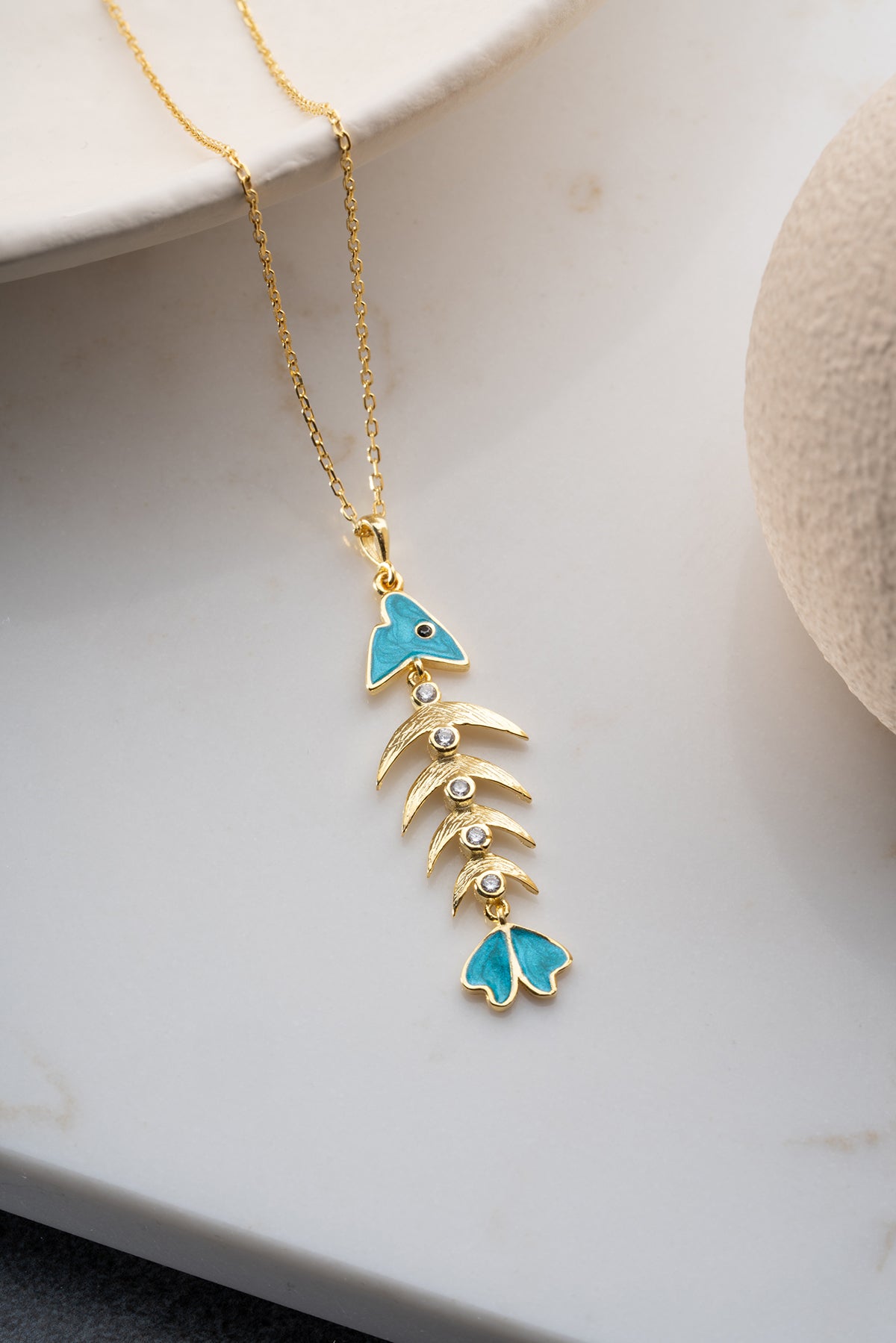 Herringbone Necklace - 925 Silver Gold Plated