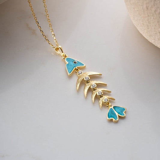 Herringbone Necklace - 925 Silver Gold Plated