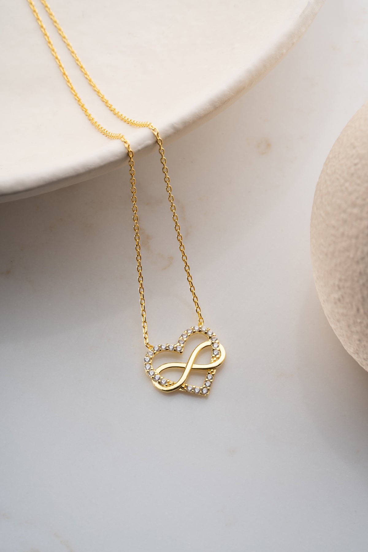 Heart & Infinity Necklace - 925 Silver Gold Plated