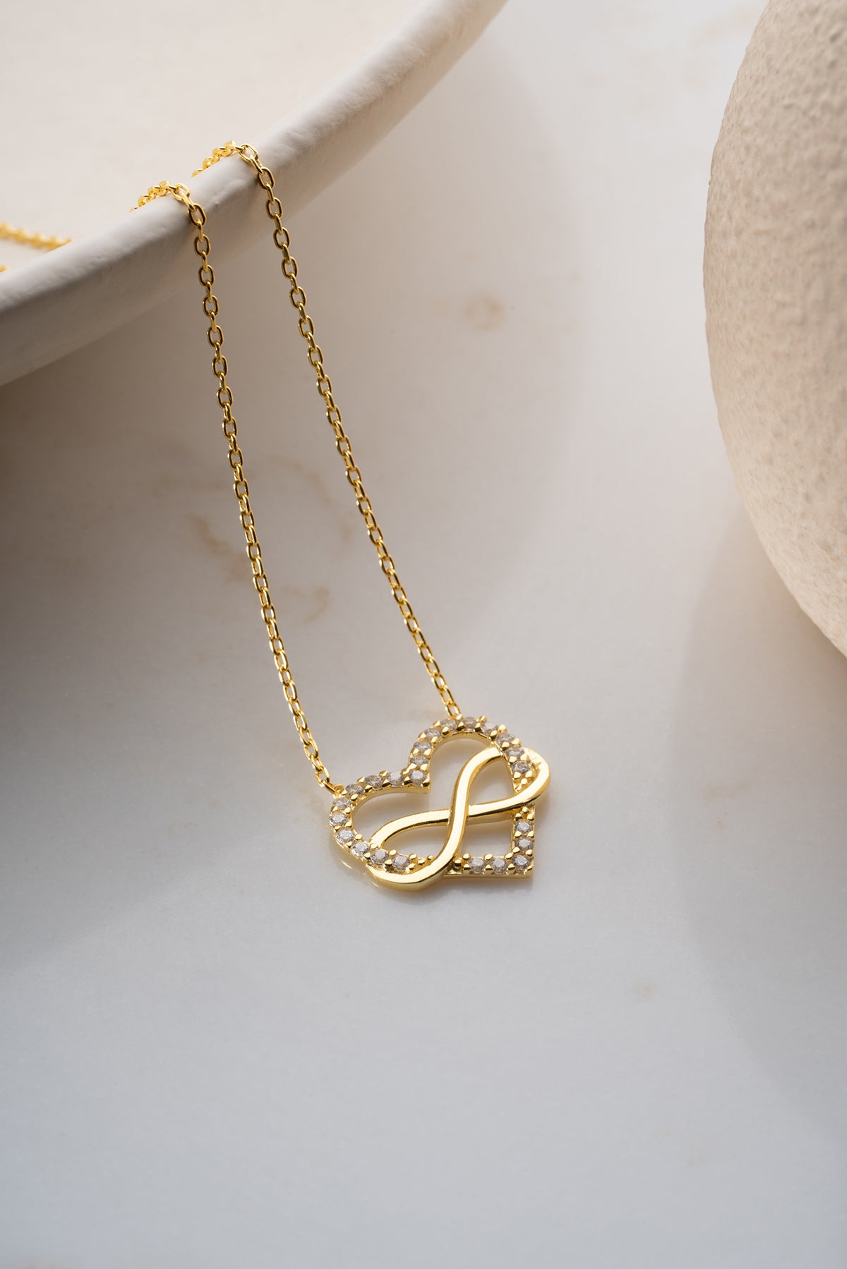 Heart & Infinity Necklace - 925 Silver Gold Plated