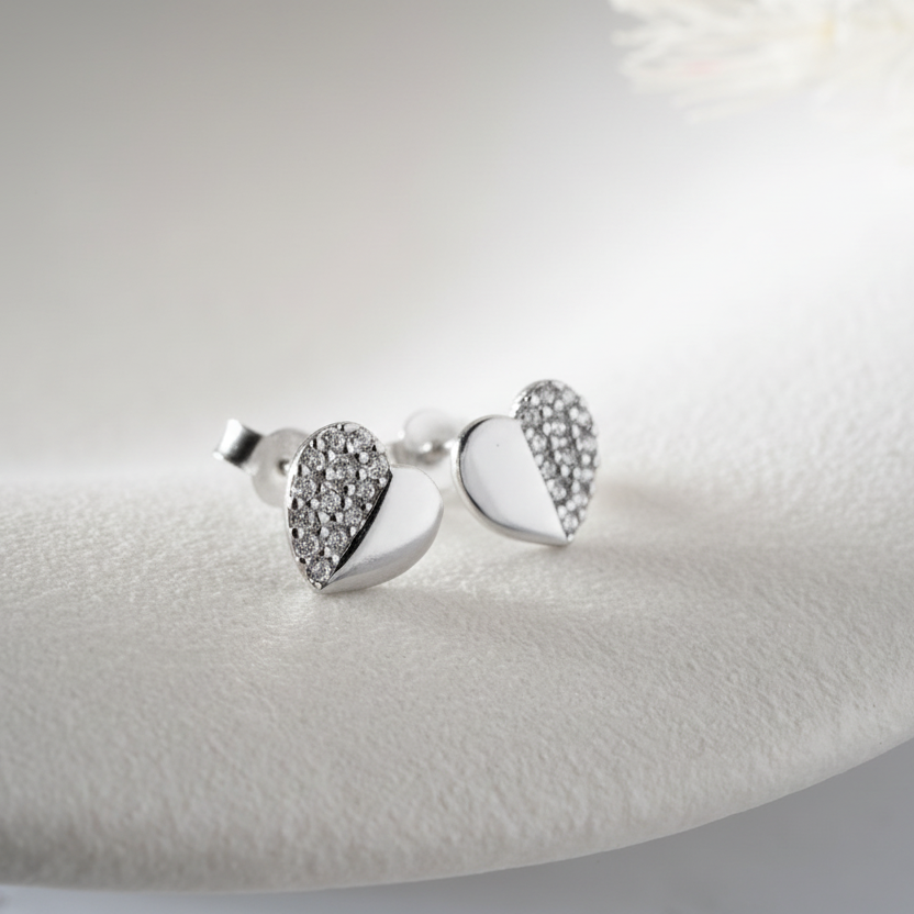 Minimalist Stud Earrings with Heart Shape