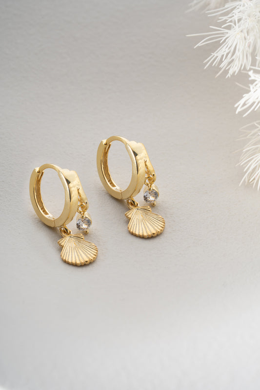 Earrings with Shell Pendant and Zirconia