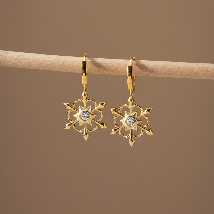 Earrings with Star-shaped Pendant