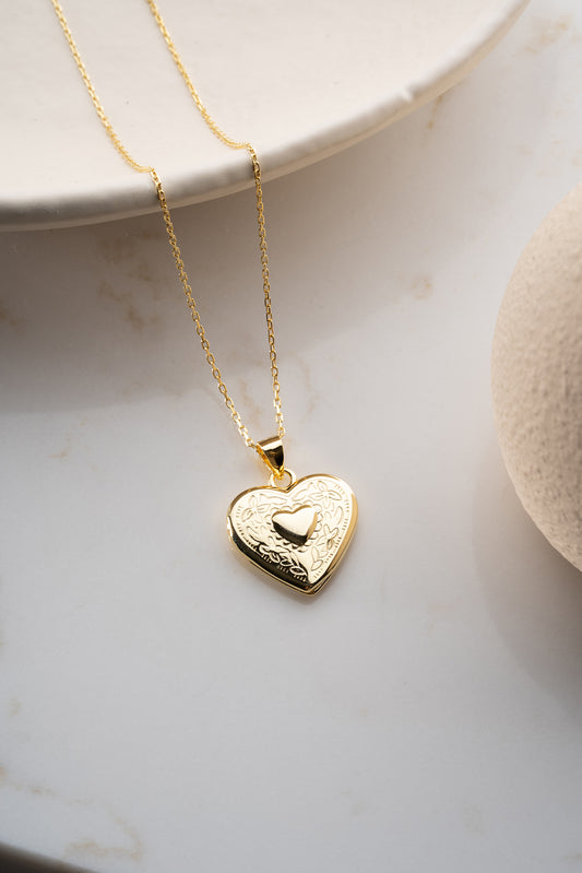 Golden Memory Hart Zilveren Medaillon Ketting