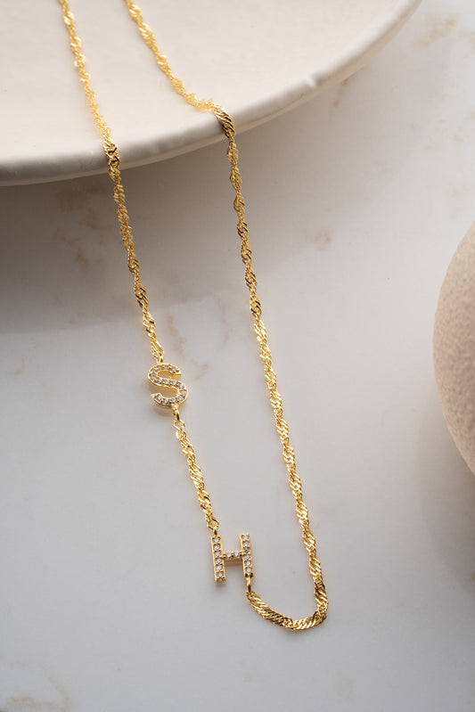 Gepersonaliseerde Dubbele Letter Ketting – 925 Zilver
