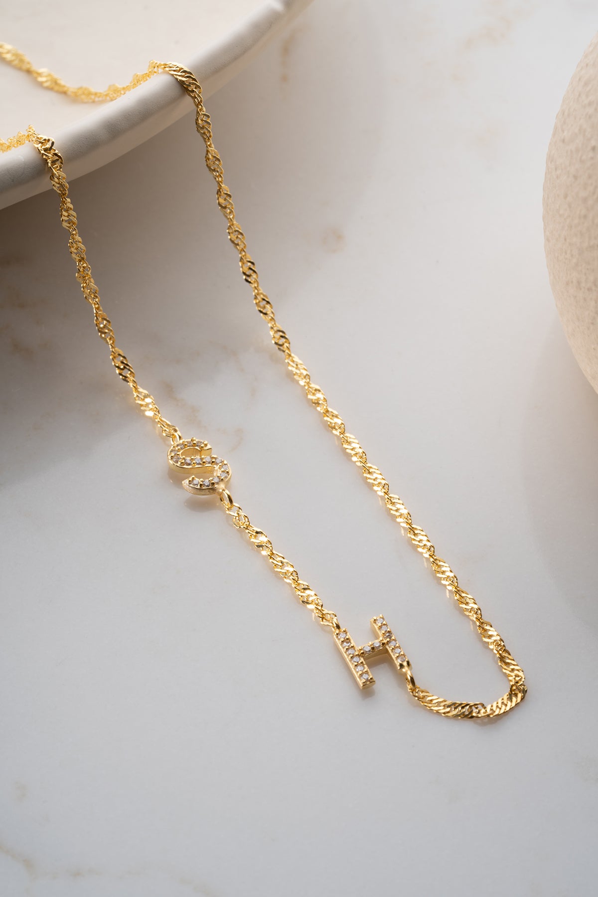 Gepersonaliseerde Dubbele Letter Ketting – 925 Zilver