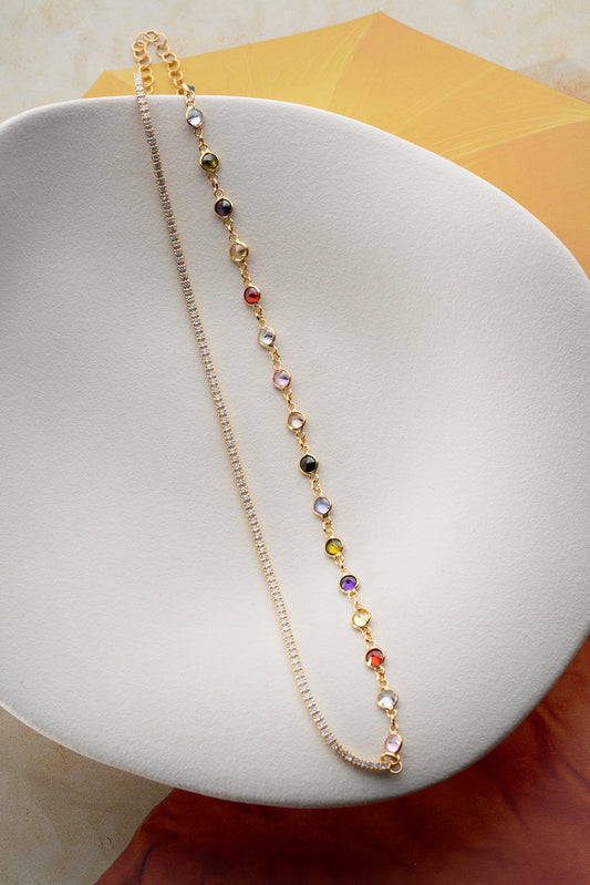 Ketting met gekleurde stenen – 925 Sterling Zilver – Rainbow Shine
