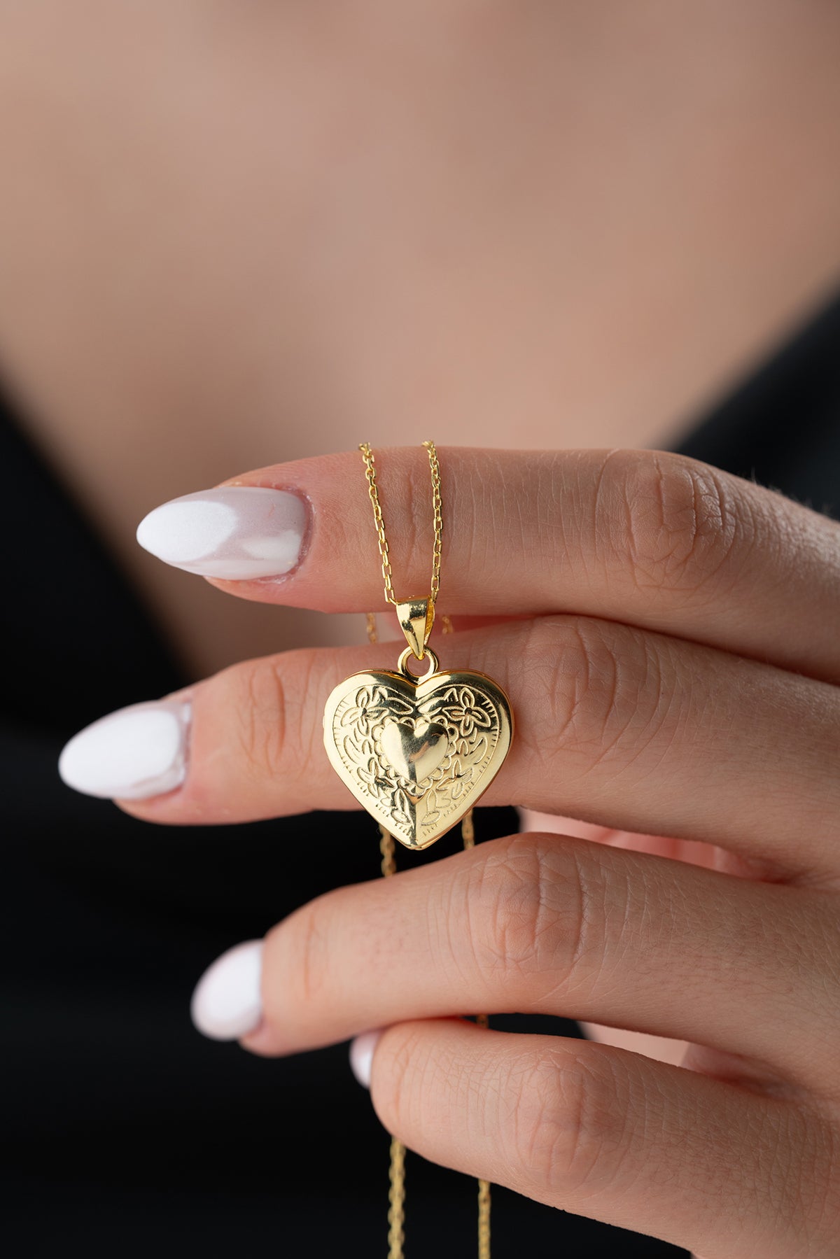 Golden Memory Hart Zilveren Medaillon Ketting