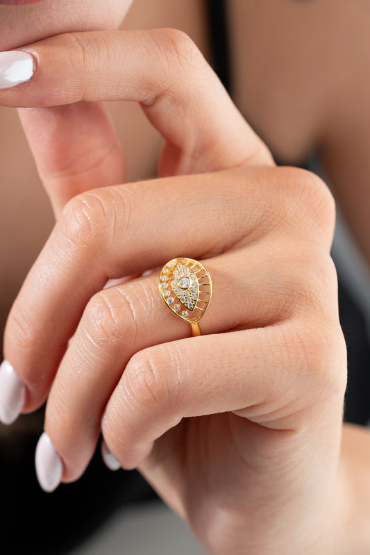 925 Zilver Blue Aura Oog Ring