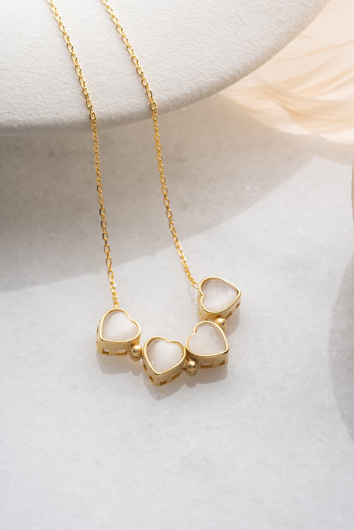 Klaver Ketting met Witte Steen | 925 Zilver