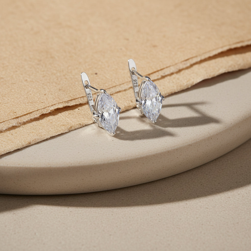 Marquise Oorbellen met Zirkonia | 925 Zilver
