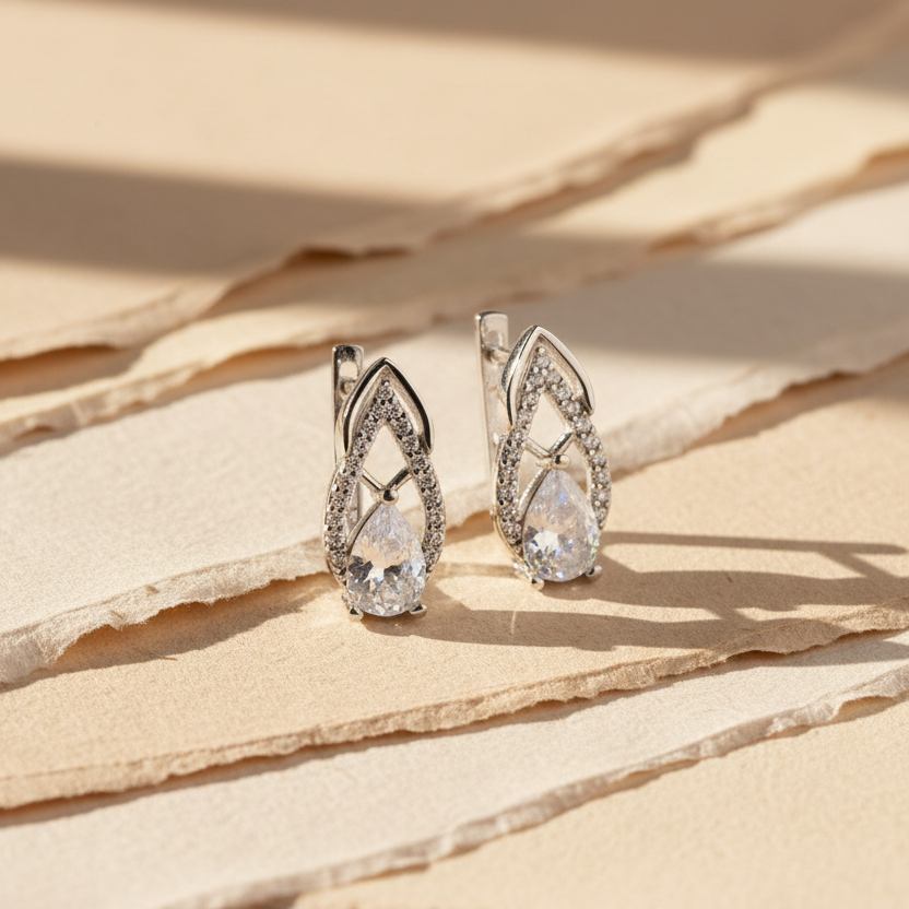 Druppel Oorbellen met Zirkonia | 925 Zilver