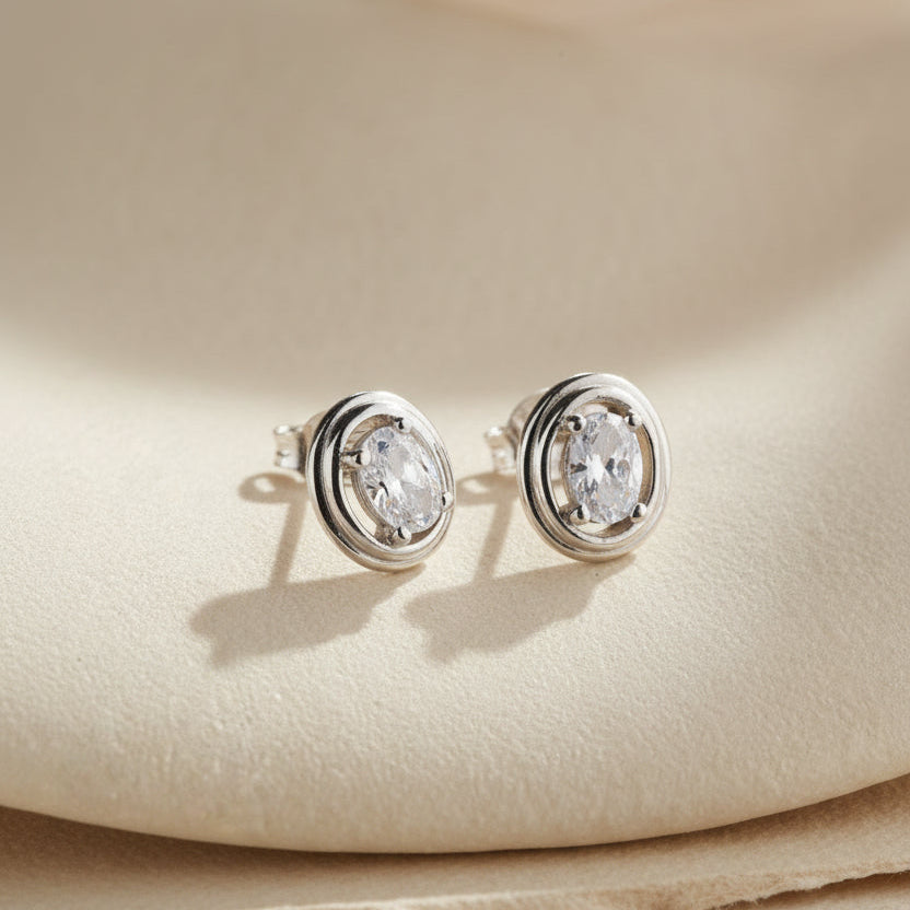 Ovale Oorbellen met Zirkonia | 925 Zilver