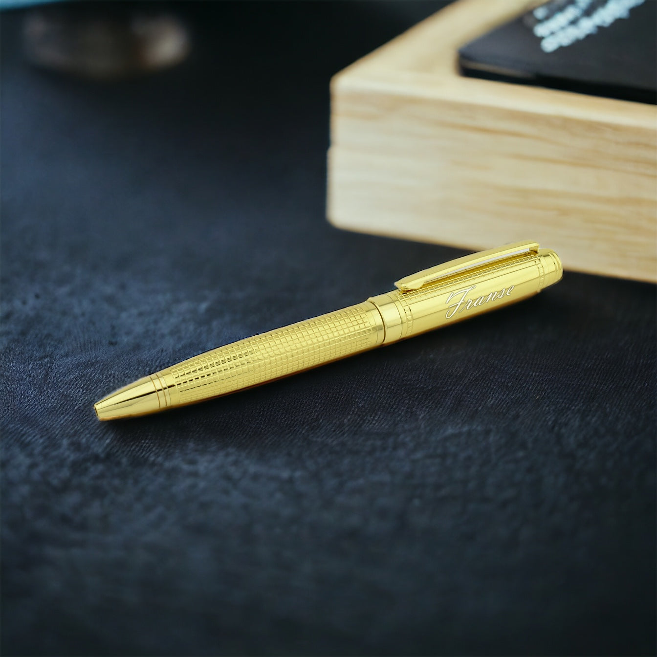 Personalized Gold Pen - Engraving Ballpoint Pen - Engraved Wooden Box BLP1102-T-G