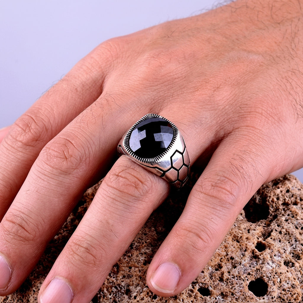 Zwarte Zirkonia Herenring | 925 Zilver