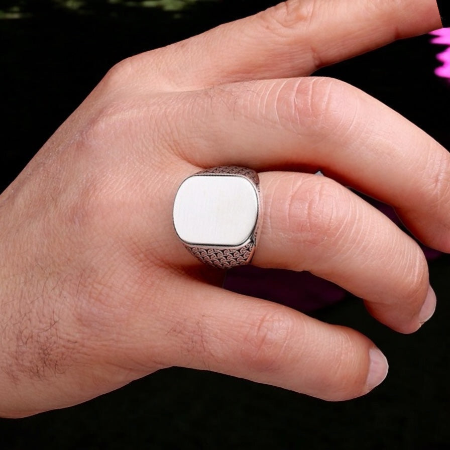 925 Sterling Zilveren Herenring met Eigen Naam Gravure -2