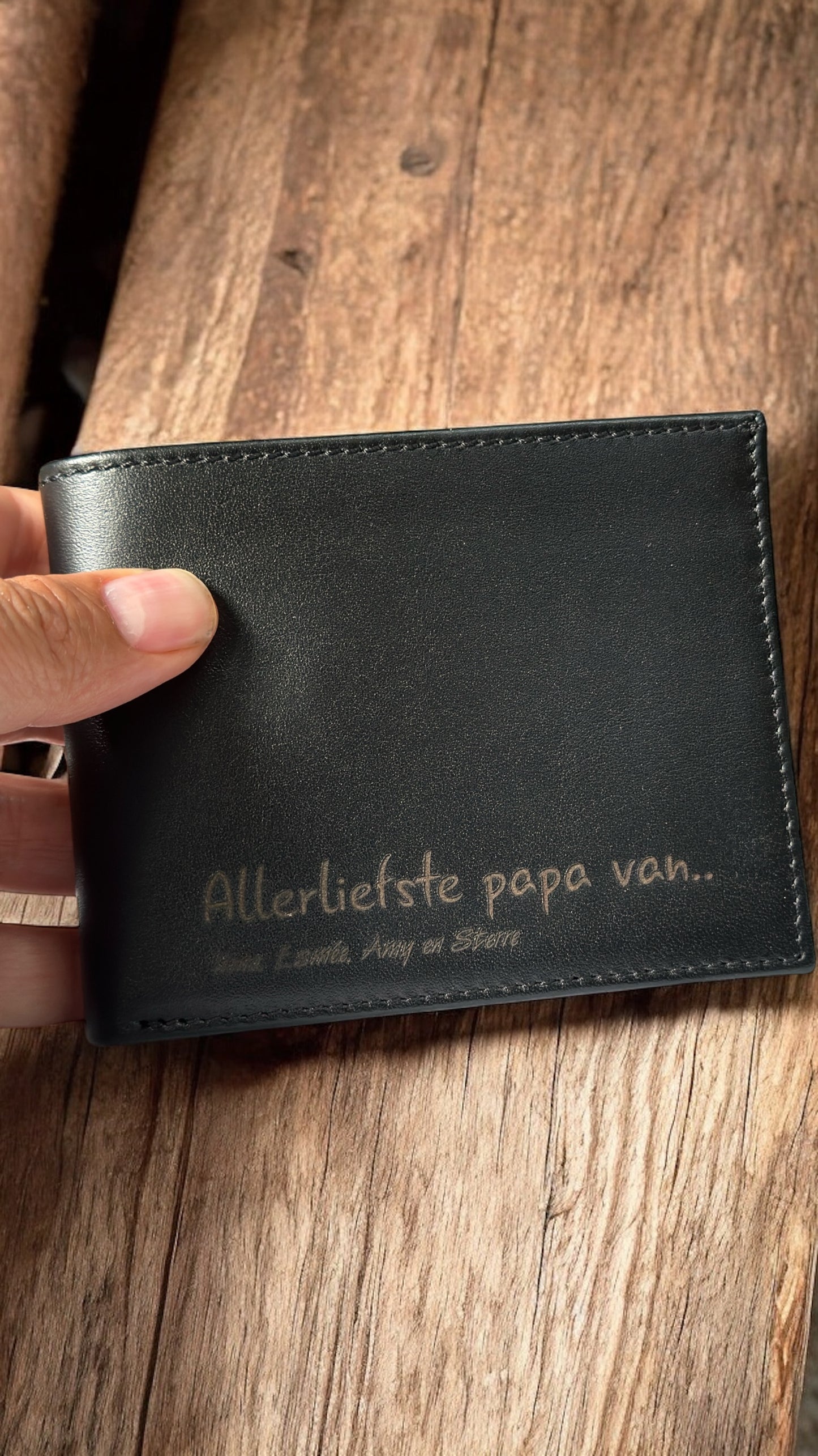 Black Leather Wallet With Name 174
