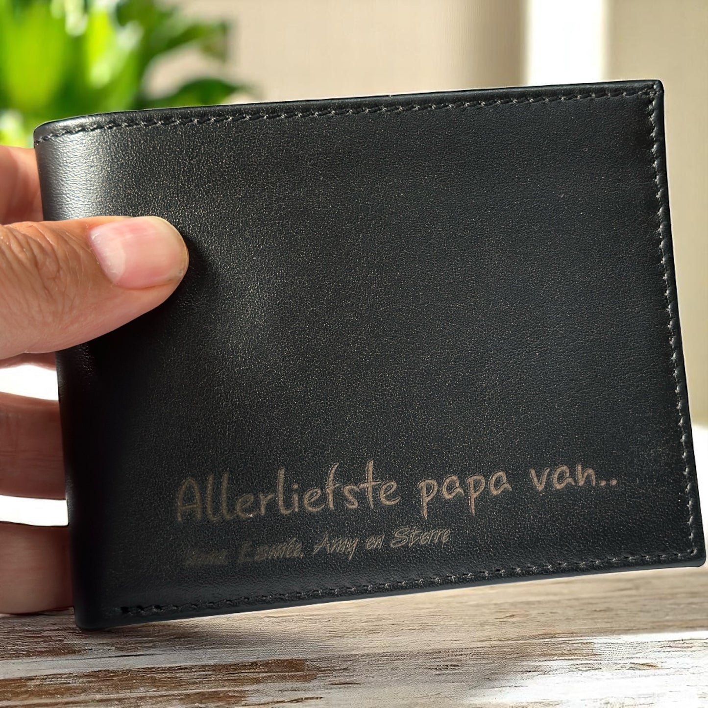 Black Leather Wallet With Name 174