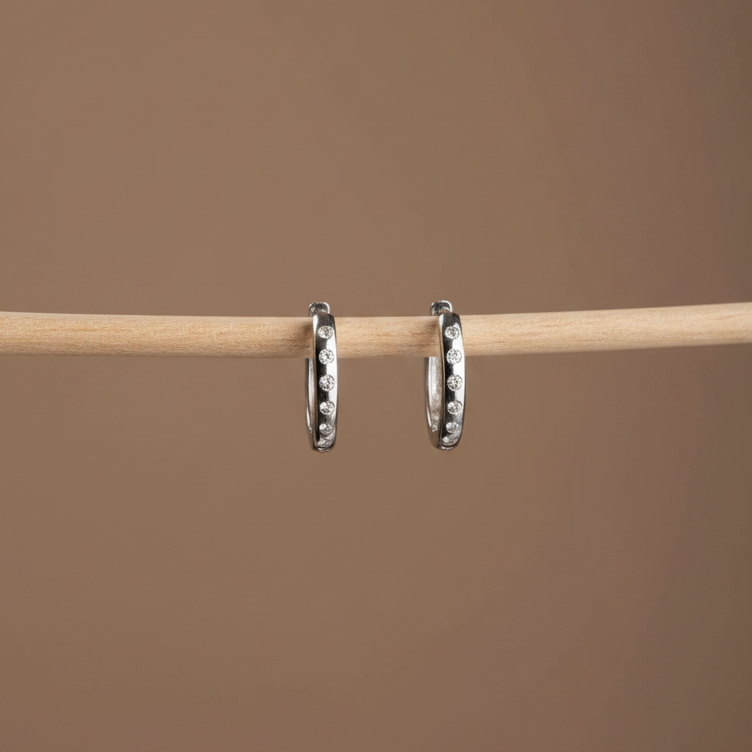 Minimalistische Steentjes Creolen | 925 Zilver