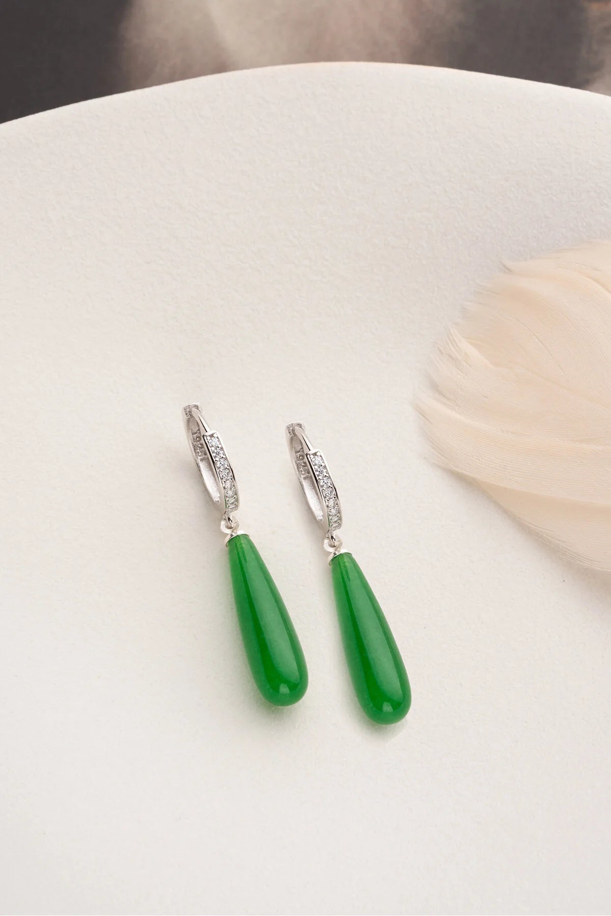 Groene Druppel Creolen met Steentjes | 925 Zilver