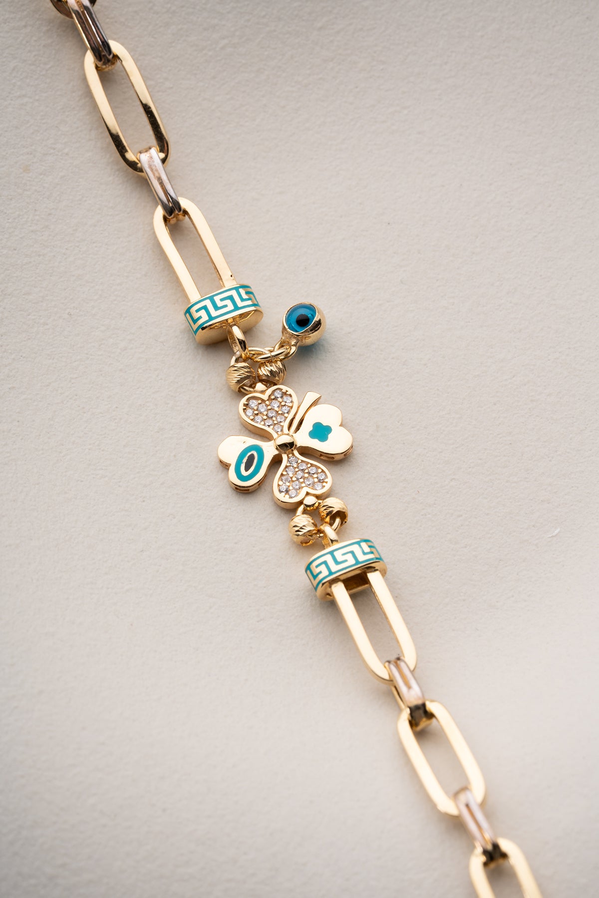 Klaver Charm Armband met Nazar | 925 Zilver