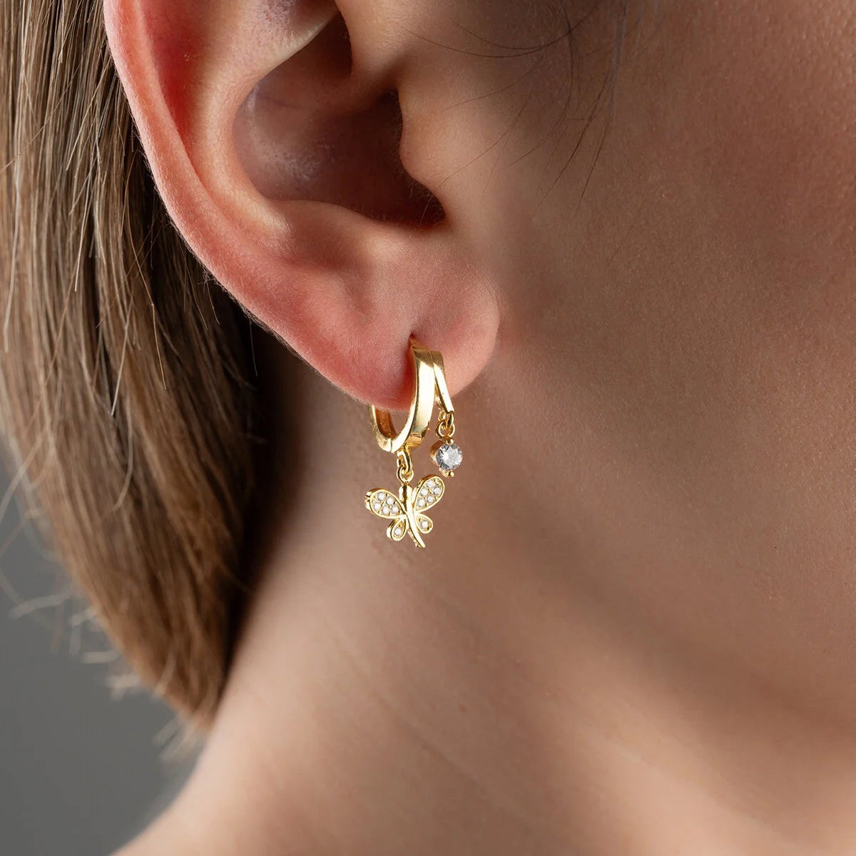 Vlinder Oorbellen met Solitair | 925 Zilver