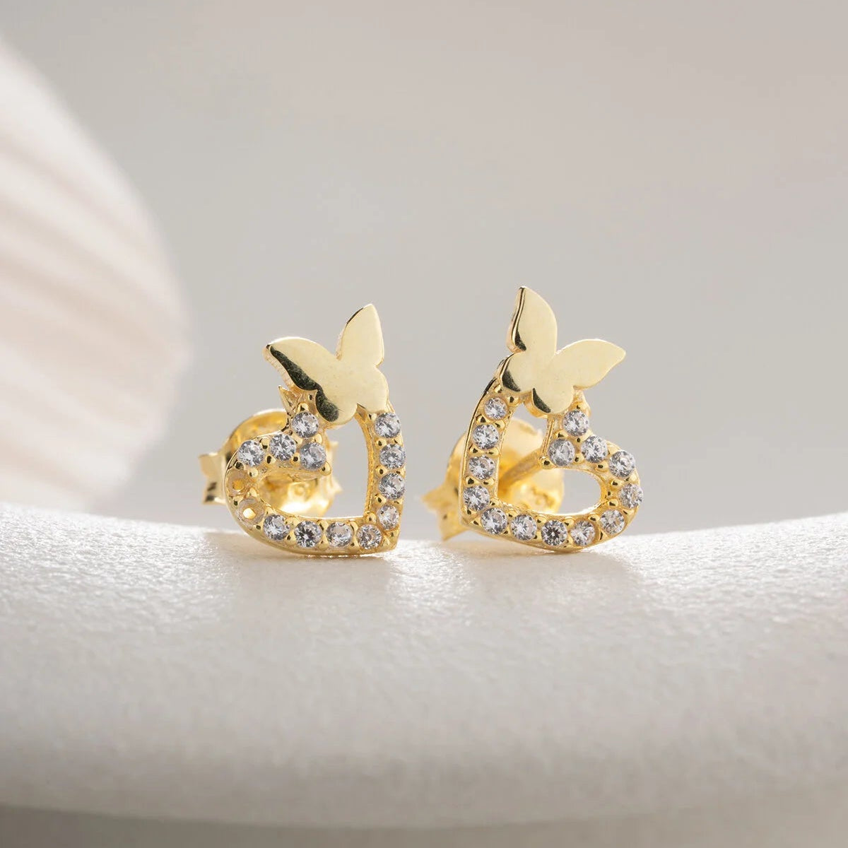 Hart & Vlinder Oorknopjes | 925 Zilver