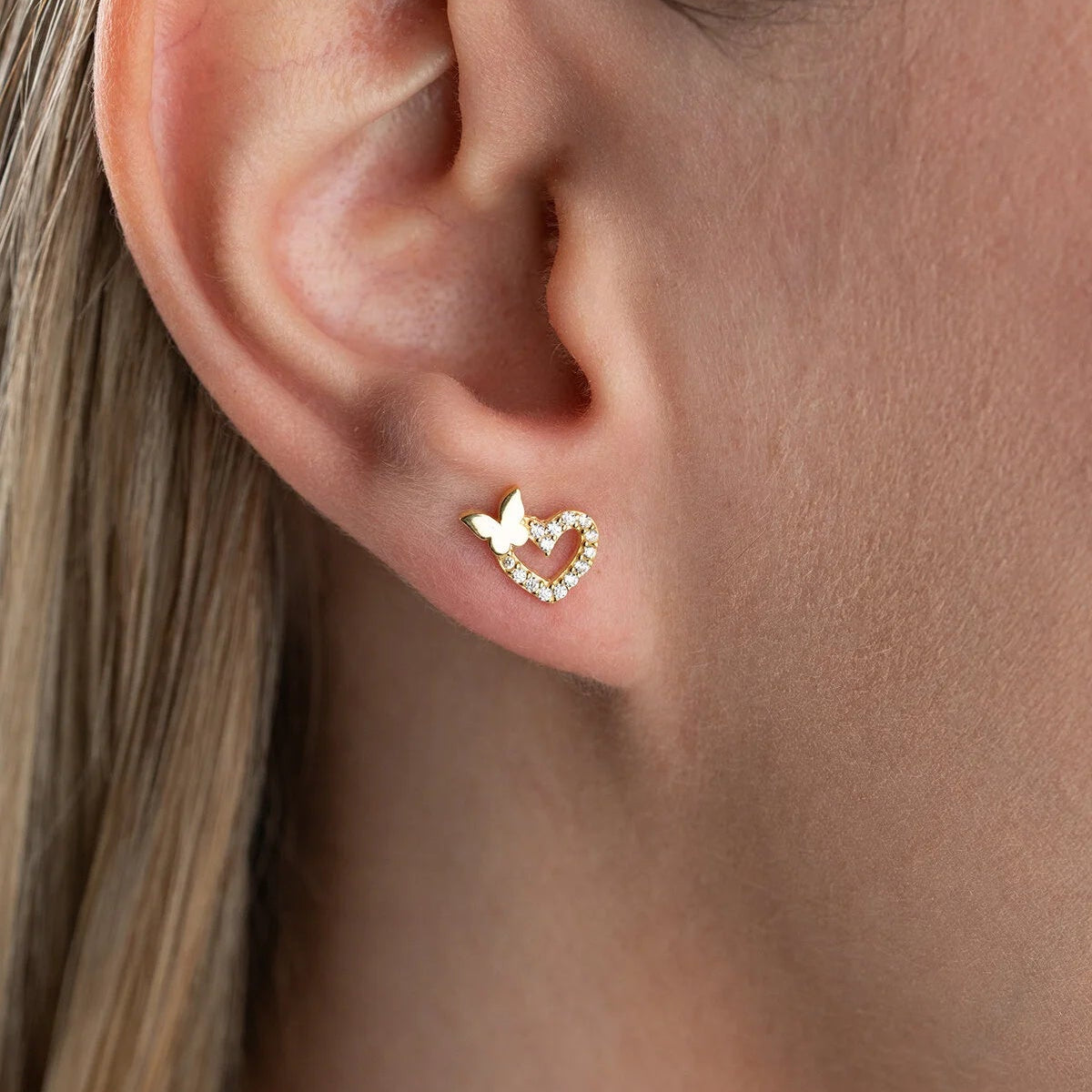 Hart & Vlinder Oorknopjes | 925 Zilver