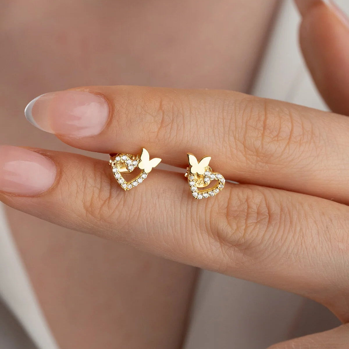 Hart & Vlinder Oorknopjes | 925 Zilver