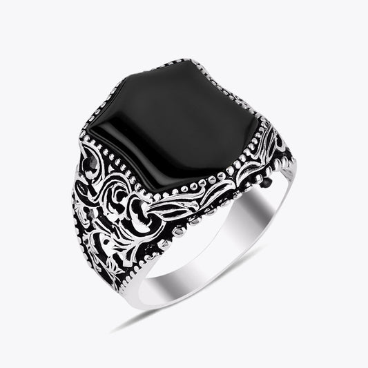 925 Silver Men's Ring With Onyx Stone ORTBL172