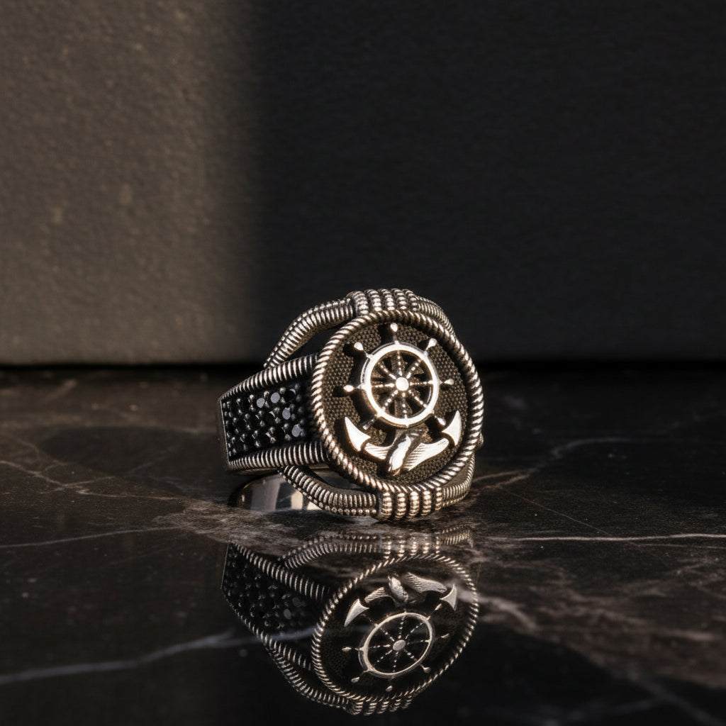 Anchor Mens Silver Ring