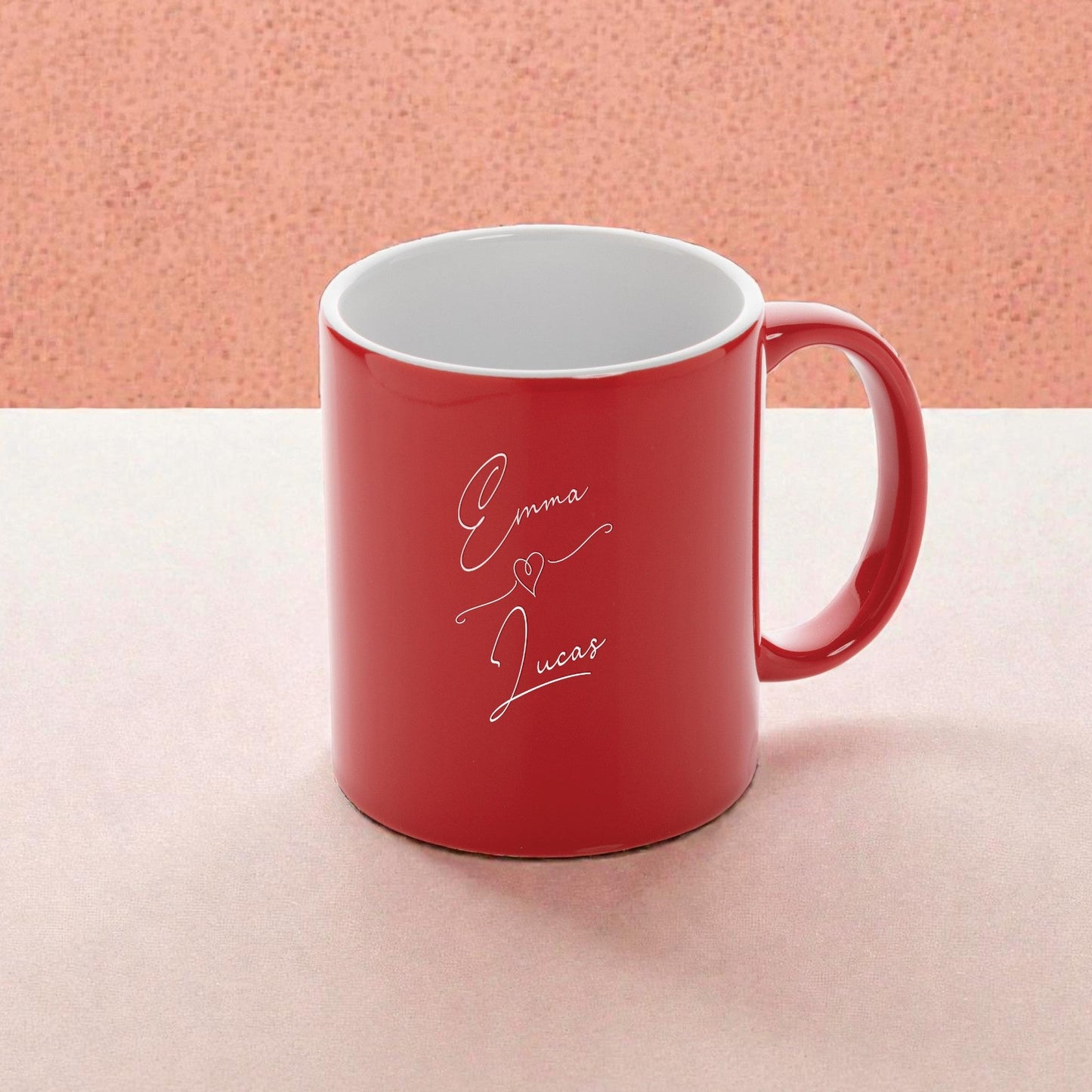 Personalized mug with heart and names
