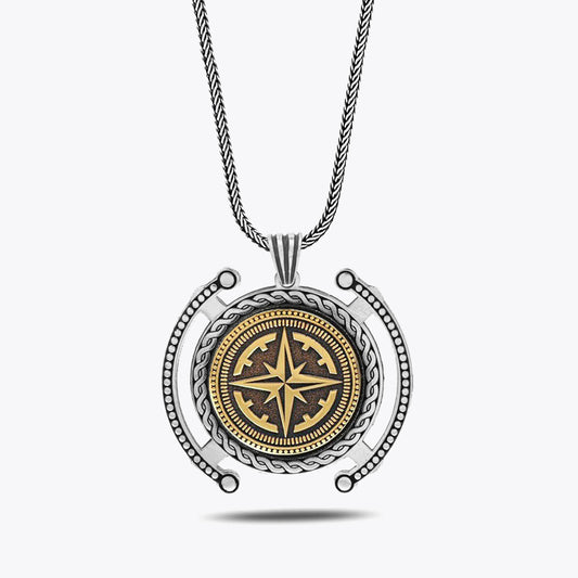 925 Sterling Silver Compass Necklace