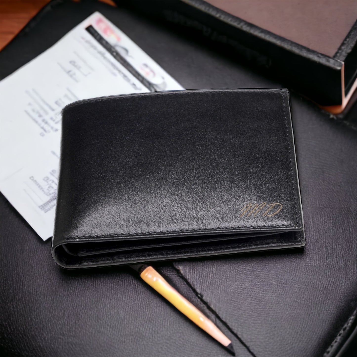 Black Leather Wallet With Name 174
