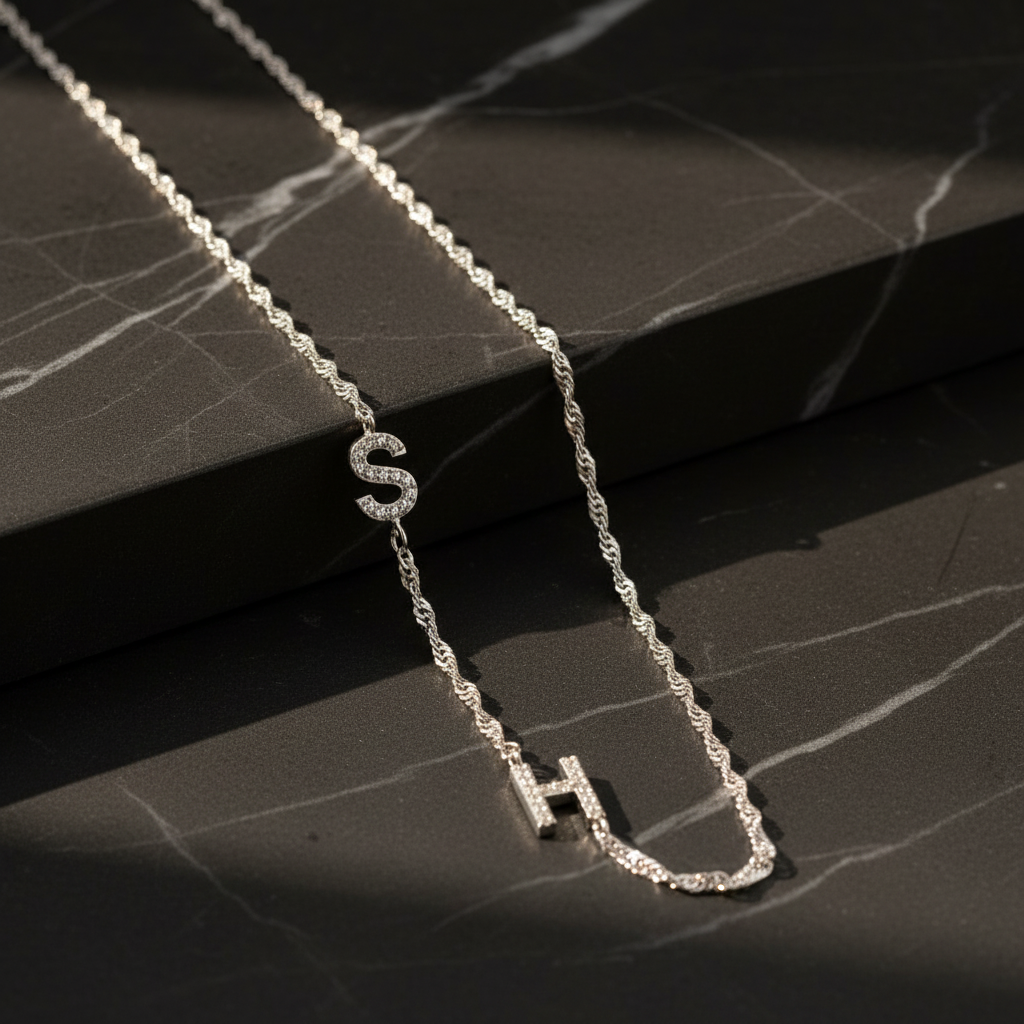 Personalized Double Letter Necklace - 925 Silver