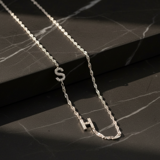 Personalized Double Letter Necklace - 925 Silver