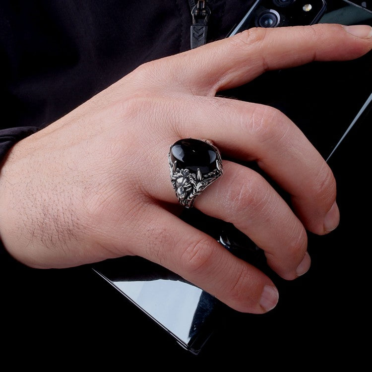 Silver men's ring with Onyx