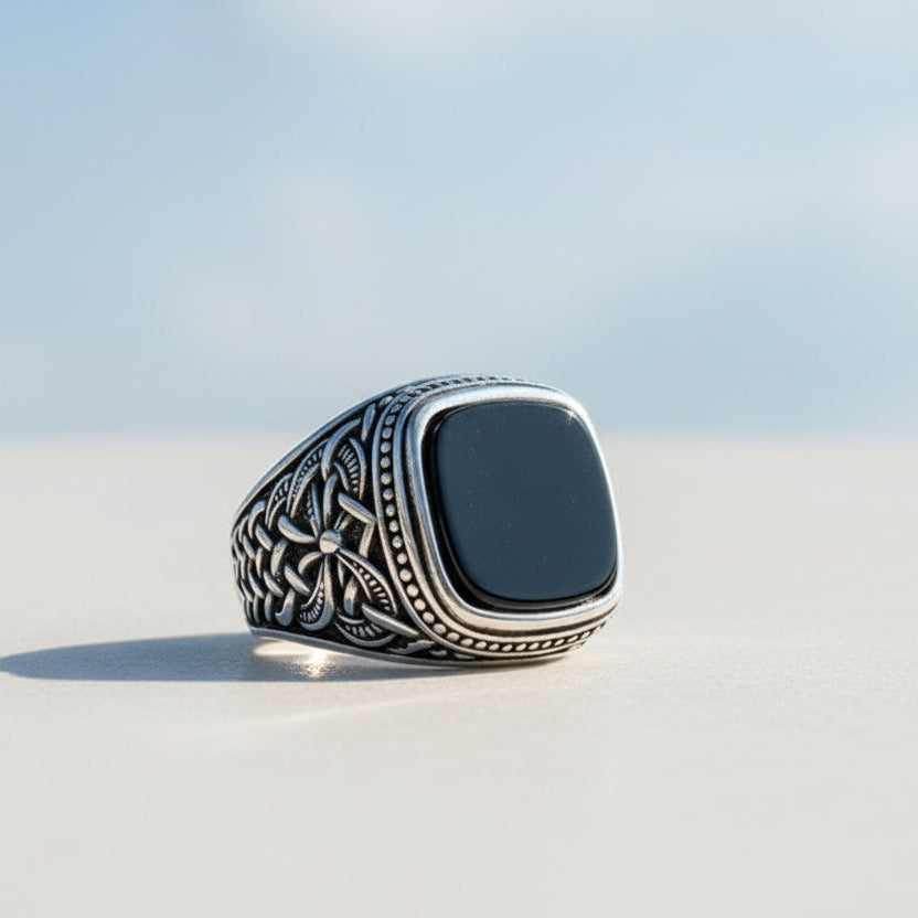 925 Zilveren Herenring Met Onyx Steen