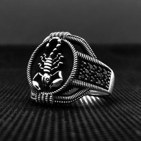 Scorpio Mens Silver Ring