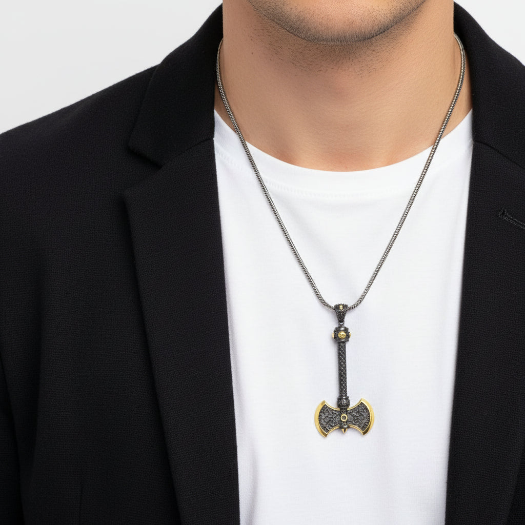 By LYDIAN Silver Necklace with ax pendant ARLNM008