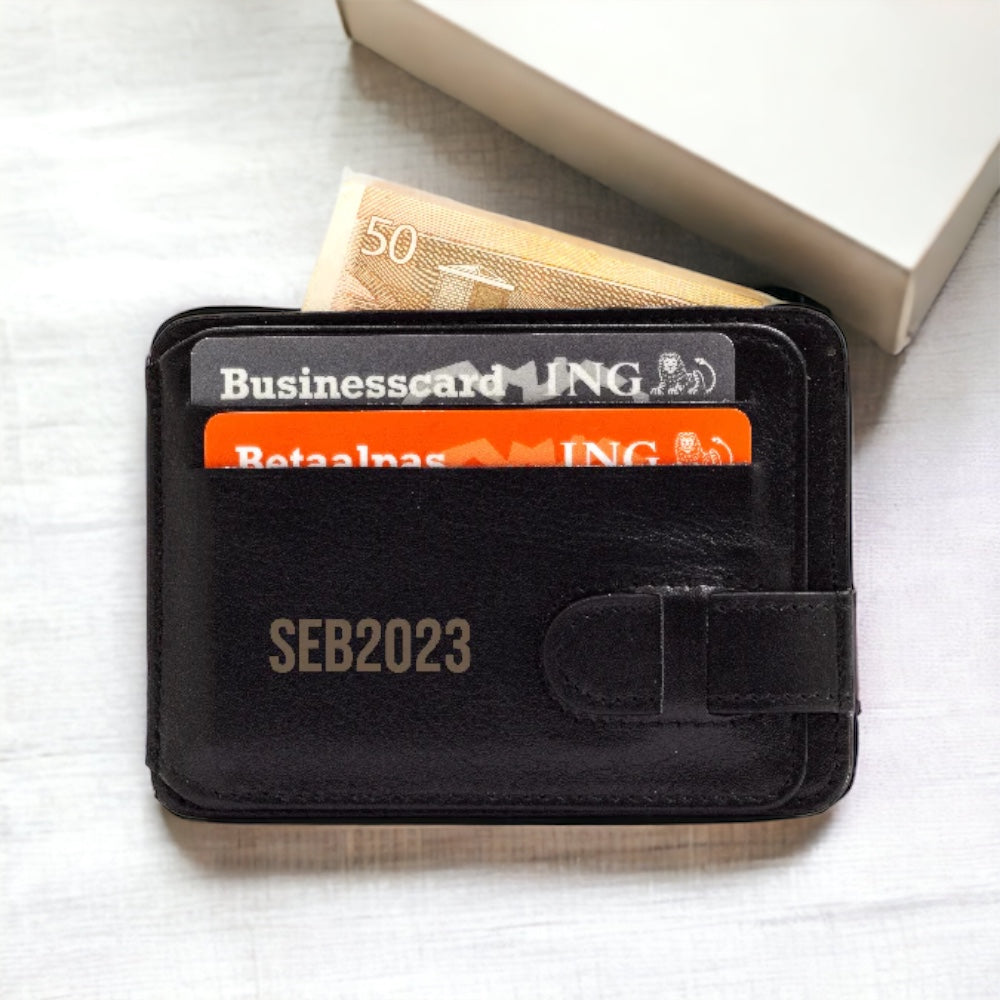 Black Leather Wallet With Name 040-1