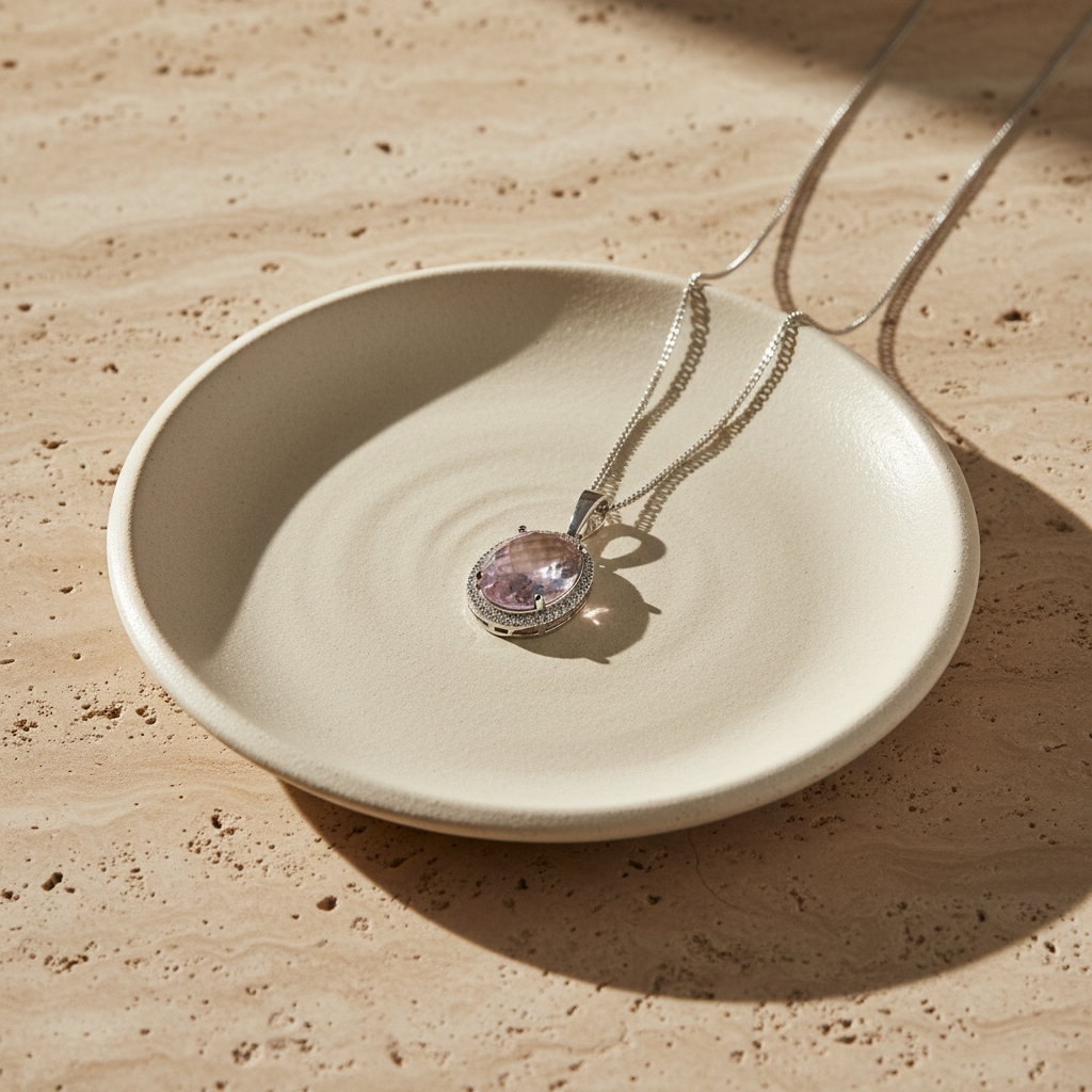 Pink quartz natural stone pendant
