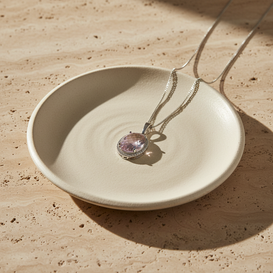 Pink quartz natural stone pendant