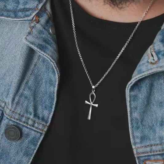 925 Zilveren Unisex Ketting met Ankh Symbool
