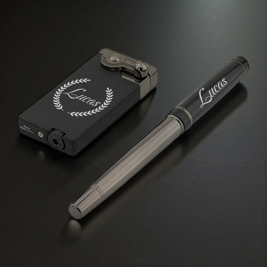 Personalized Pen & Refillable Lighter Set with Name