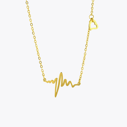 Necklace with heartbeat gold colored